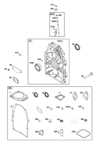 Crankcase Cover/Sump Group Diagram and Parts List for 356447-0053-G1 200000 - 399999 Briggs and Stratton Engine